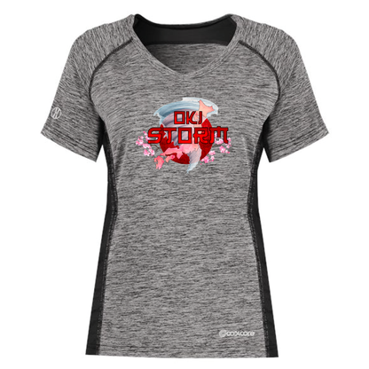 Holloway Women's Electrify Cool Core V-Neck T-Shirt Design 2