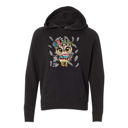 Youth Wild and Free Owl Hoodie
