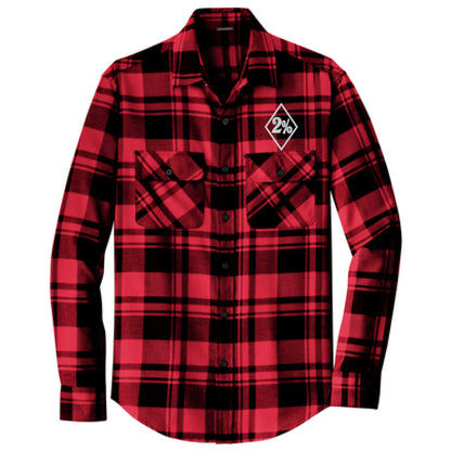 2% Embroidered Men's Flannel - Red / Black